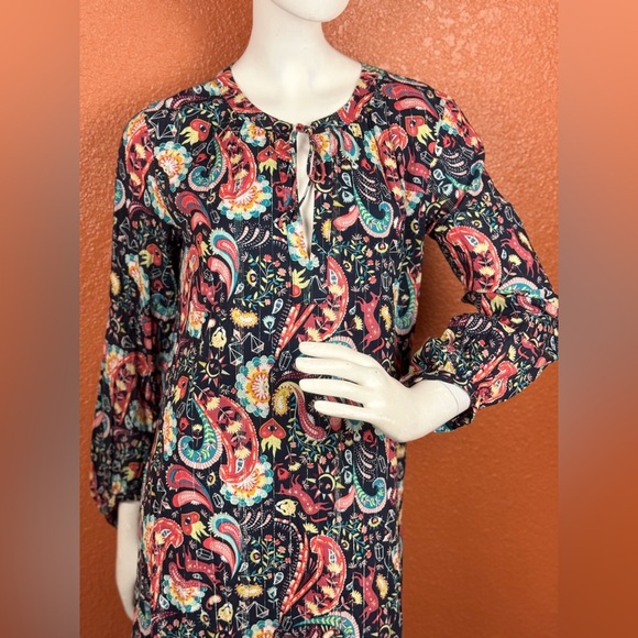 LOFT Multicolor Paisley Long Sleeve Dress Size Medium. E70 - Picture 13 of 17